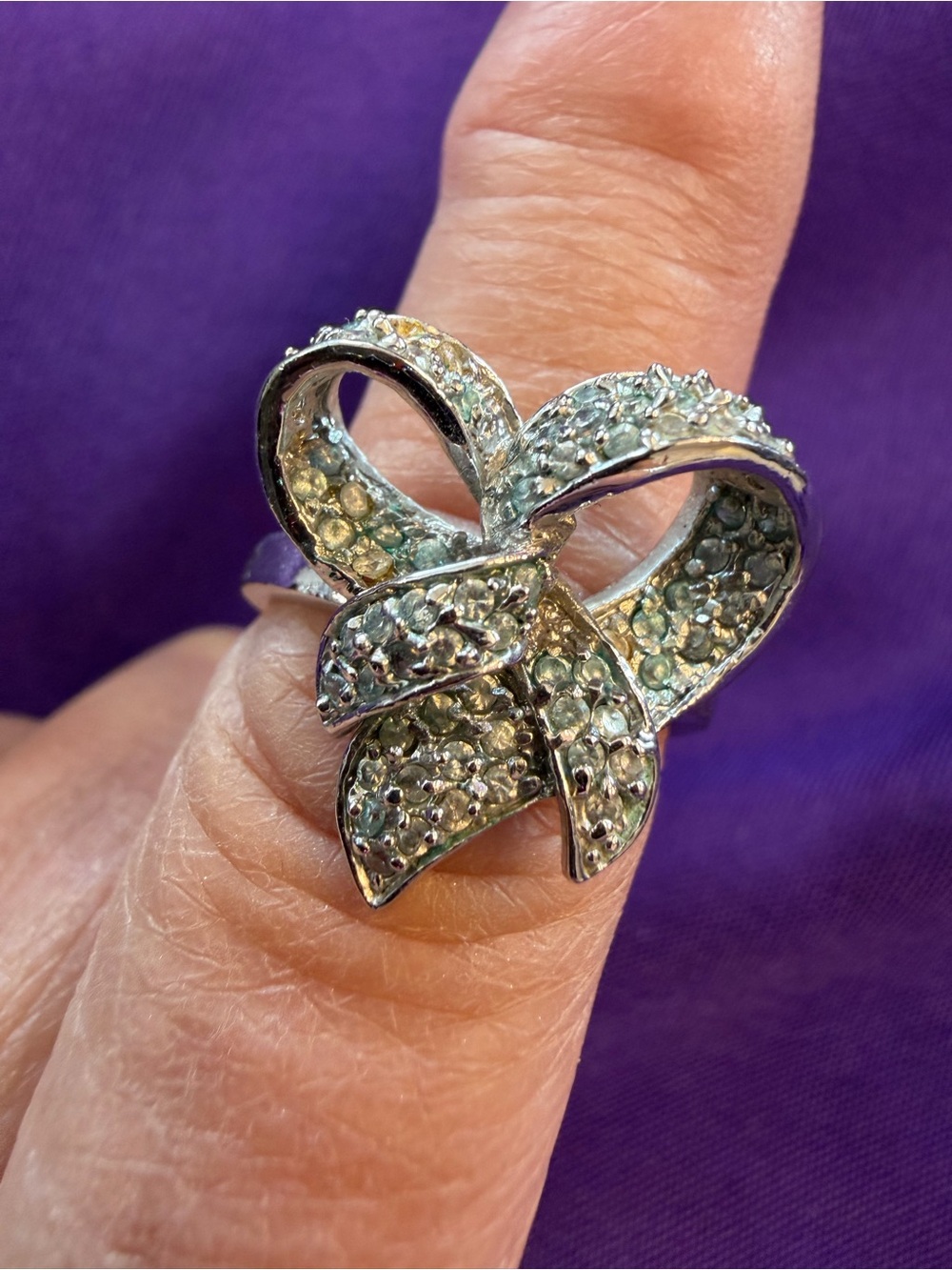 Park Lane Sparkling Crystal Bow Statement Ring Size 8 New